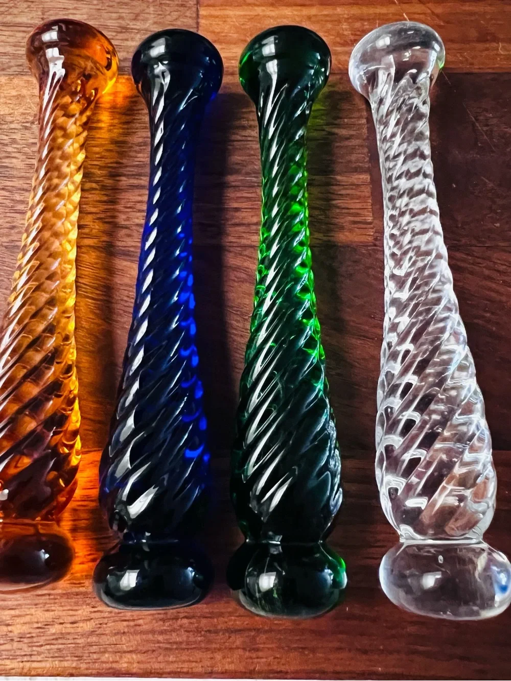 Vintage 1930s Cambridge Glass Twist Cocktail Muddlers - Set of 4